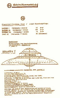 Disegno dell'Ufo nazista Haunebu - 1