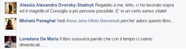 Alessandra dice: Regalato a me, letto, ci ho lavorato sopra ed è magnifico! Consiglio a più persone possibile. E' in un certo senso vitale!. Dario Canil che conduce seminari di Reiki e di Sciamanismo vicino a Padova, Treviso, Vicenza, Rovigo, Venezia, Belluno, Verona e Bassano del Grappa. Seminari e corsi di Reiki e di Sciamanismo
